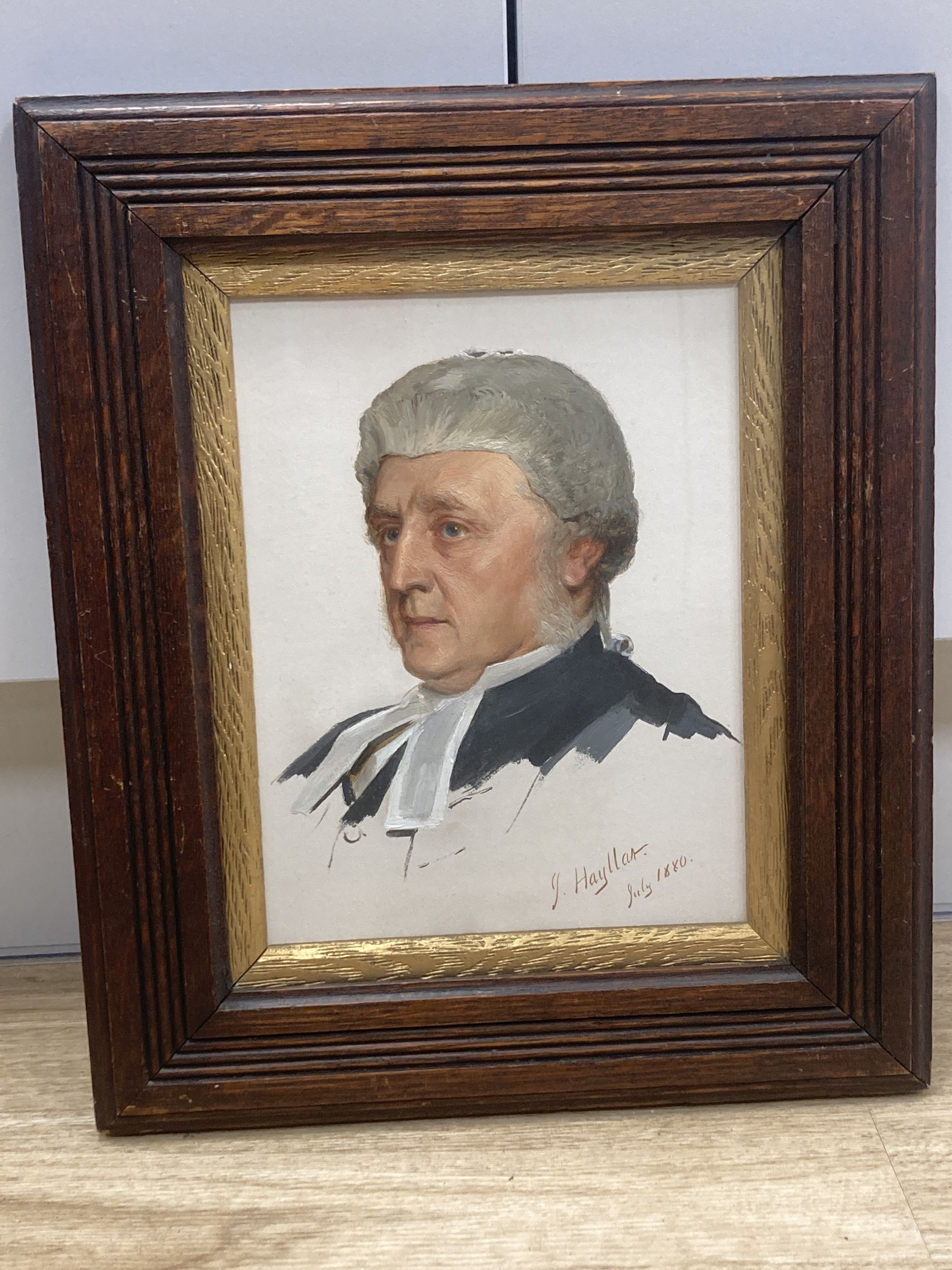 James Hayllar (1829-1920), oil on board, Portrait of the Hon. George Denman (1819-1896), signed and dated 1880, inscribed with label ve